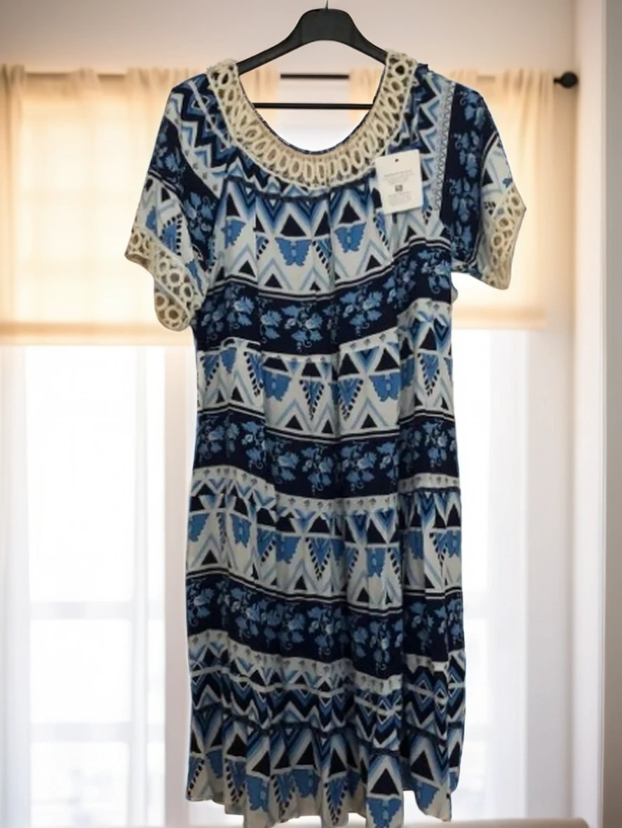 Tunika Obleka s čipko Modra UNI velikost