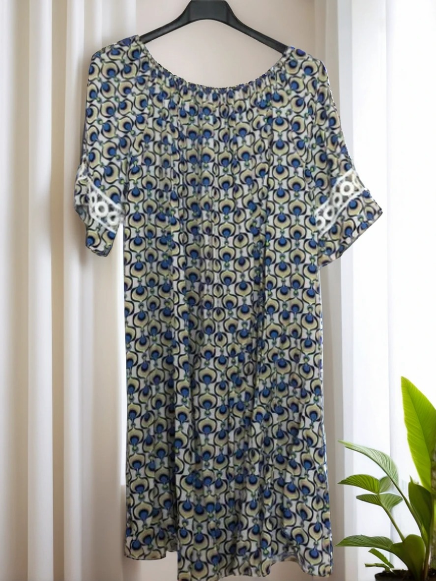 Tunika Obleka z Vzorcem Krogi UNI Velikost