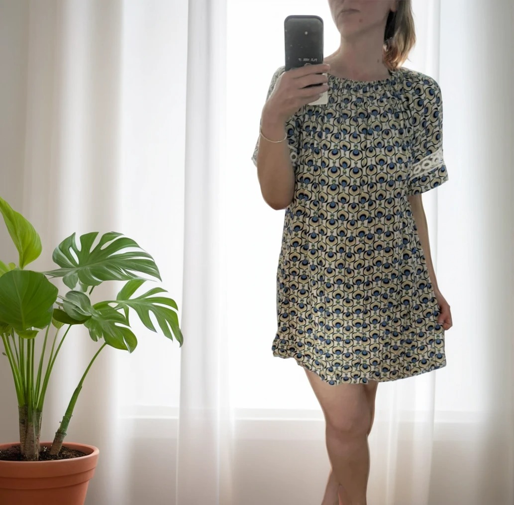 Tunika Obleka z Vzorcem Krogi UNI Velikost-trgovinadanija.si